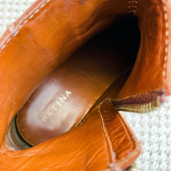 Patina Leather Ankle Boots Women’s Size 8.5 Brown Zip Booties boots EU40 - Picture 6 of 8